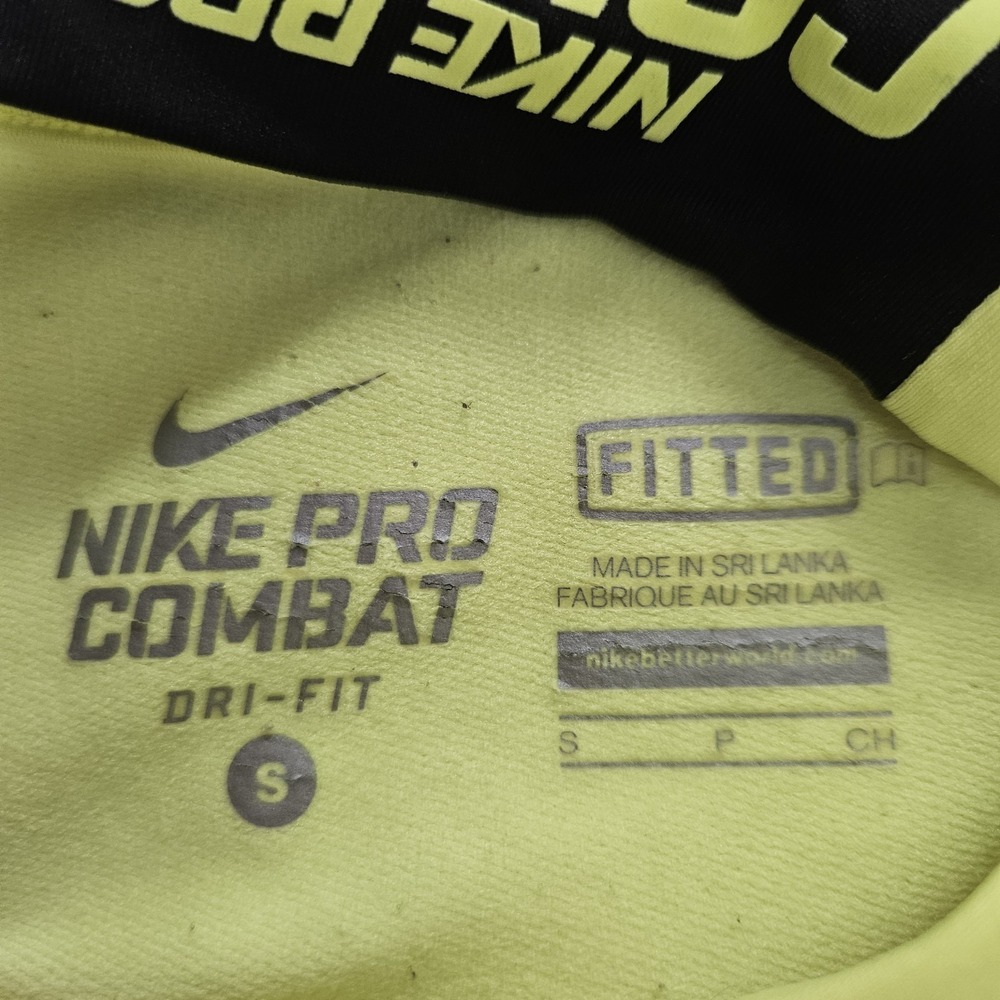 Nike Pro Small Combat Hyperwarm Baselayer Shirt Fitted Dri Fit Yellow - Picture 4 of 6